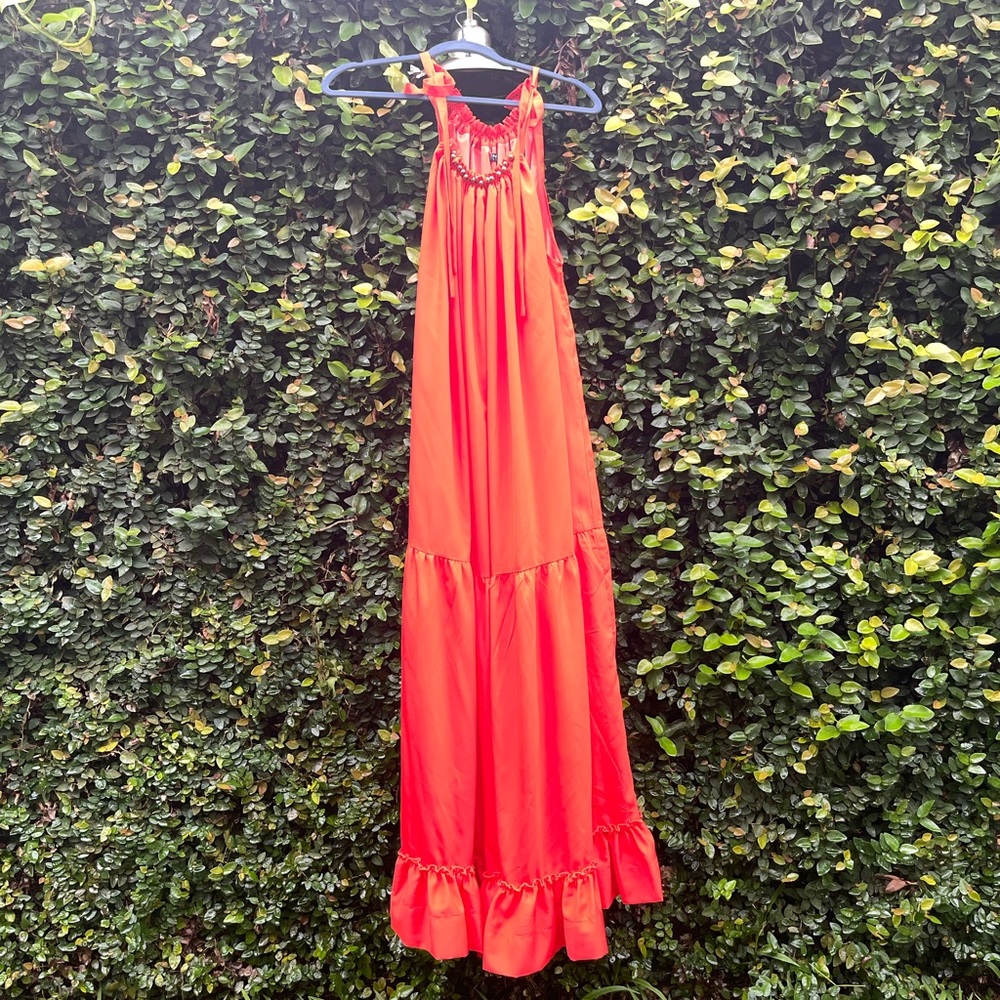 Why Maxi Orande Dress with Embellished Collar